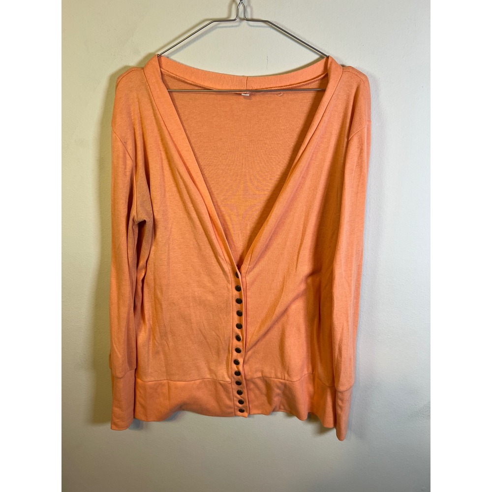 Unbranded‎ Womens Cardigan Deep V-Neck Button Front Peach Size L